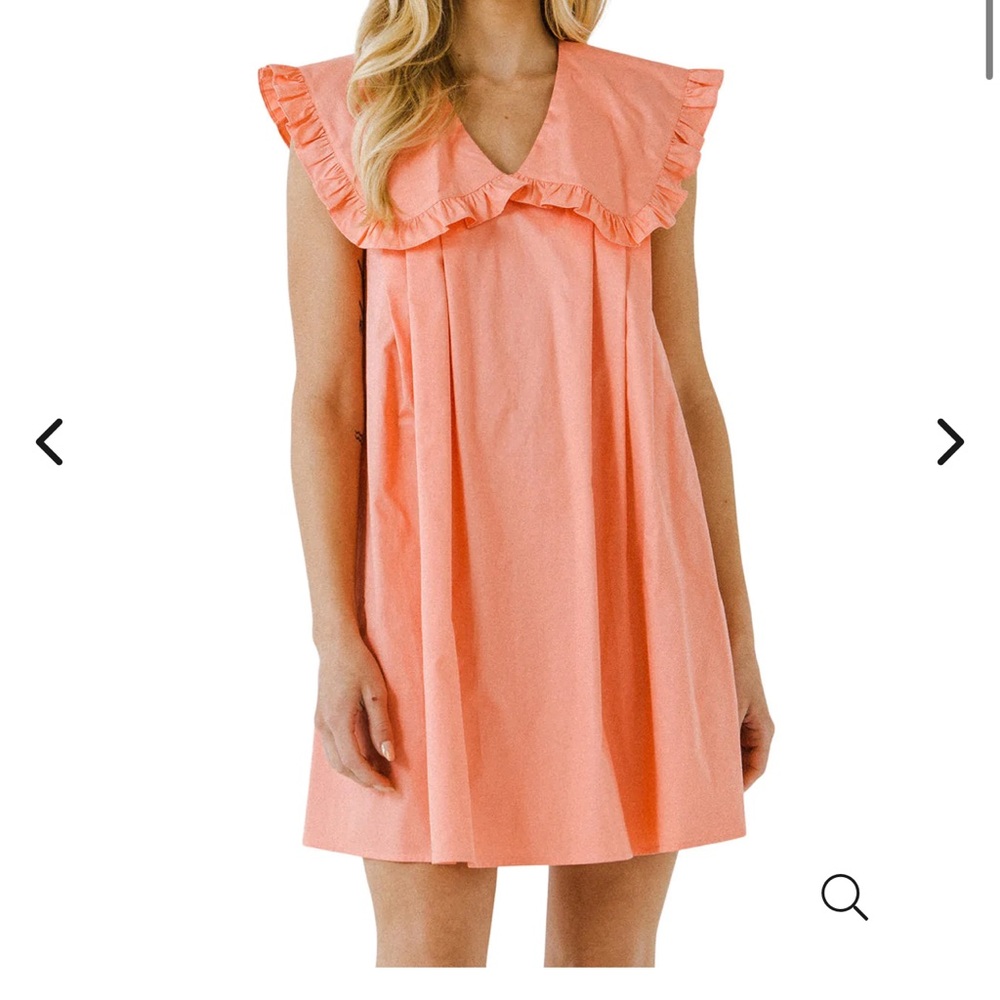 English Factory Wide Collar Detail Mini Dress